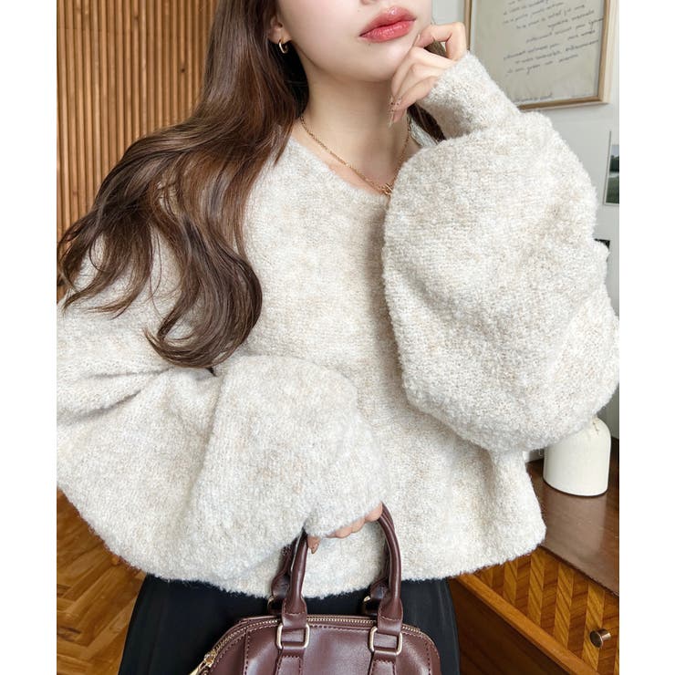 前後2WAYブークレニットリボンカーディガン | moment+ | 詳細画像5 