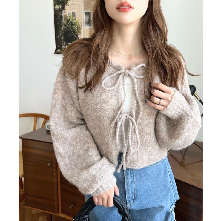 前後2WAYブークレニットリボンカーディガン | moment+ | 詳細画像51 