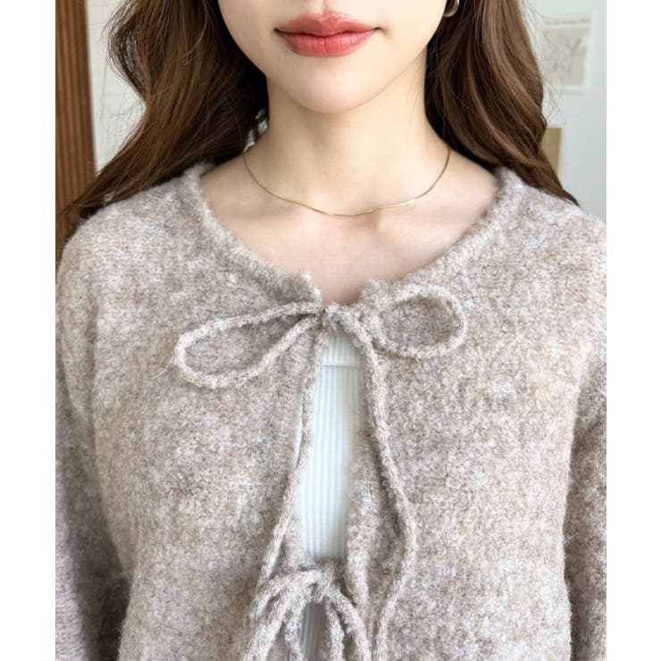 前後2WAYブークレニットリボンカーディガン | moment+ | 詳細画像56 