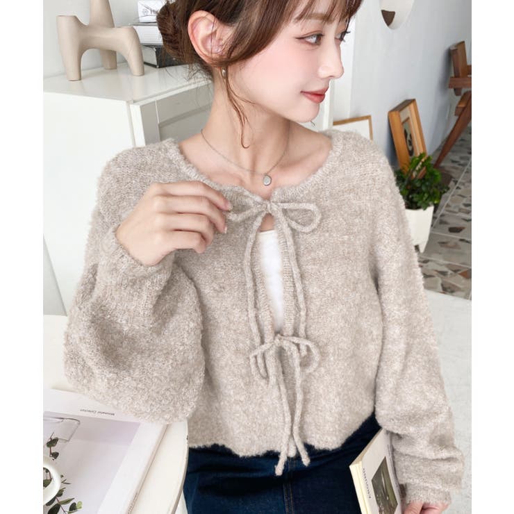 前後2WAYブークレニットリボンカーディガン | moment+ | 詳細画像59 