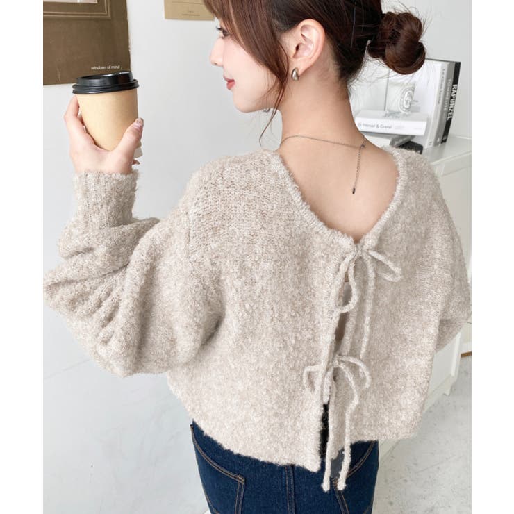 前後2WAYブークレニットリボンカーディガン | moment+ | 詳細画像61 