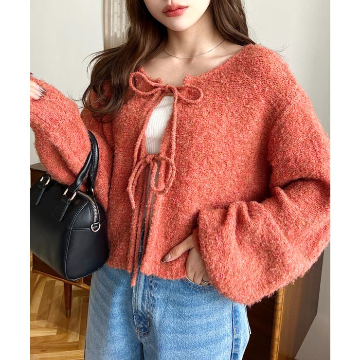 前後2WAYブークレニットリボンカーディガン | moment+ | 詳細画像64 