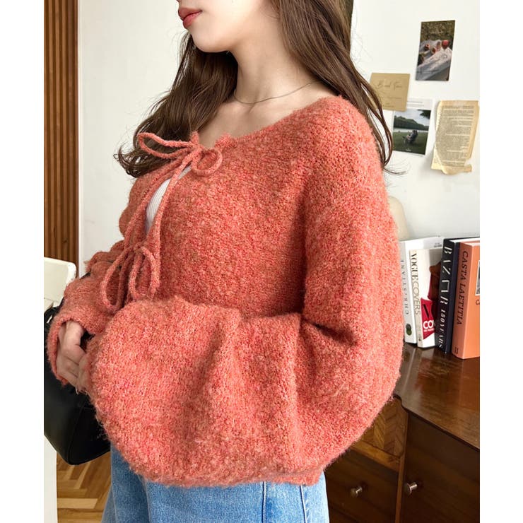 前後2WAYブークレニットリボンカーディガン | moment+ | 詳細画像65 