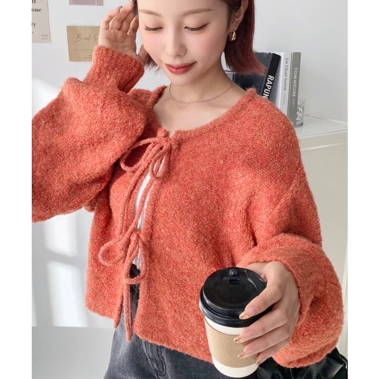 前後2WAYブークレニットリボンカーディガン | moment+ | 詳細画像68 