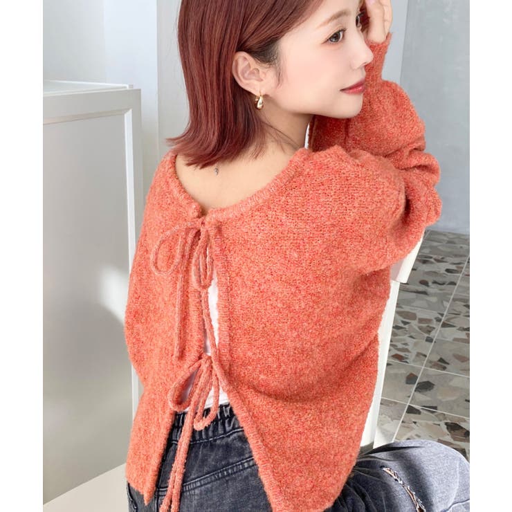 前後2WAYブークレニットリボンカーディガン | moment+ | 詳細画像72 