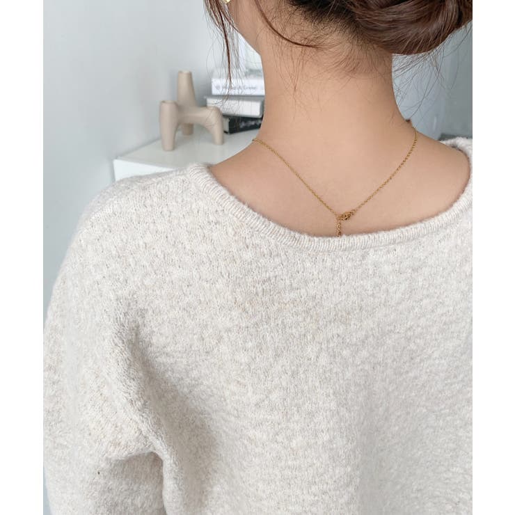 前後2WAYポップコーン編みスカラップリボンミックスニットカーディガン | moment+ | 詳細画像32 