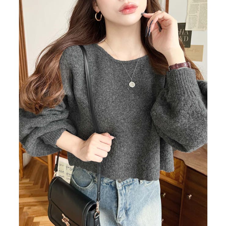 前後2WAYポップコーン編みスカラップリボンミックスニットカーディガン | moment+ | 詳細画像8 