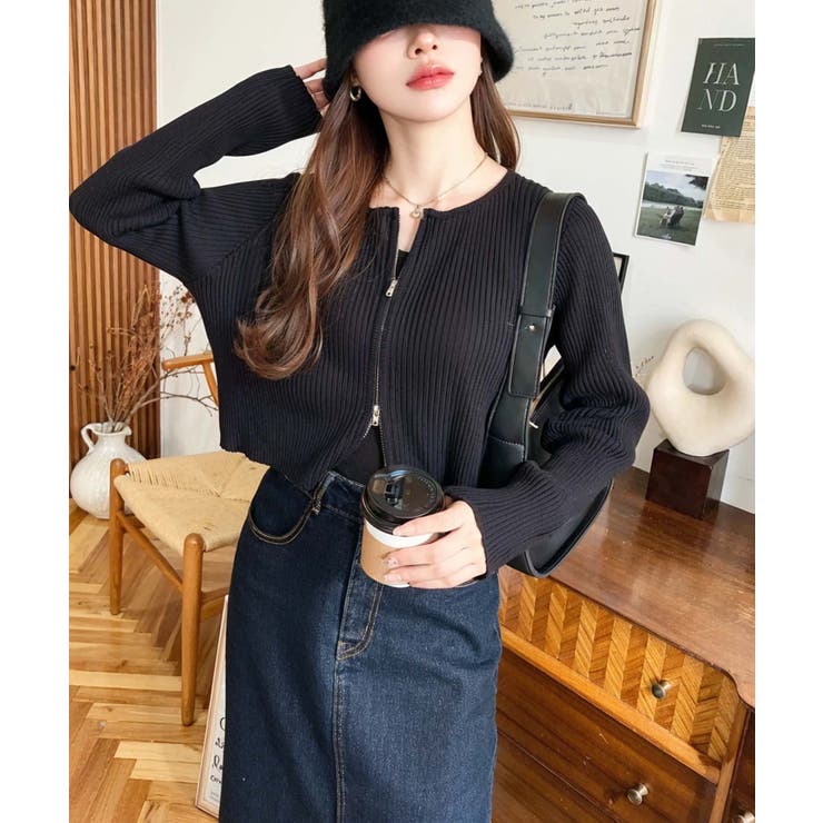 Wジップリブニットカーディガン | moment+ | 詳細画像15 