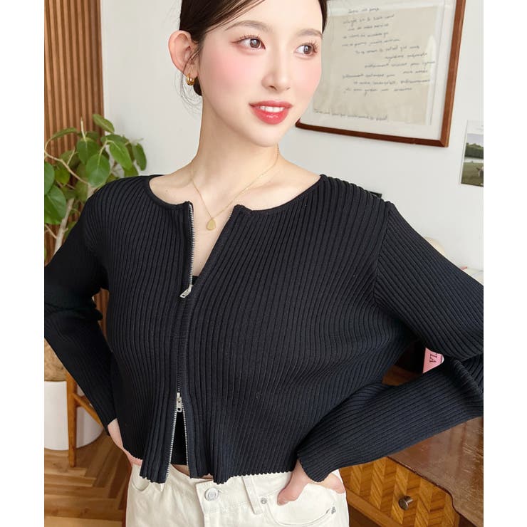 Wジップリブニットカーディガン | moment+ | 詳細画像18 