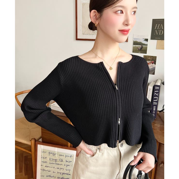 Wジップリブニットカーディガン | moment+ | 詳細画像20 