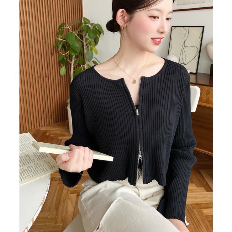 Wジップリブニットカーディガン | moment+ | 詳細画像21 