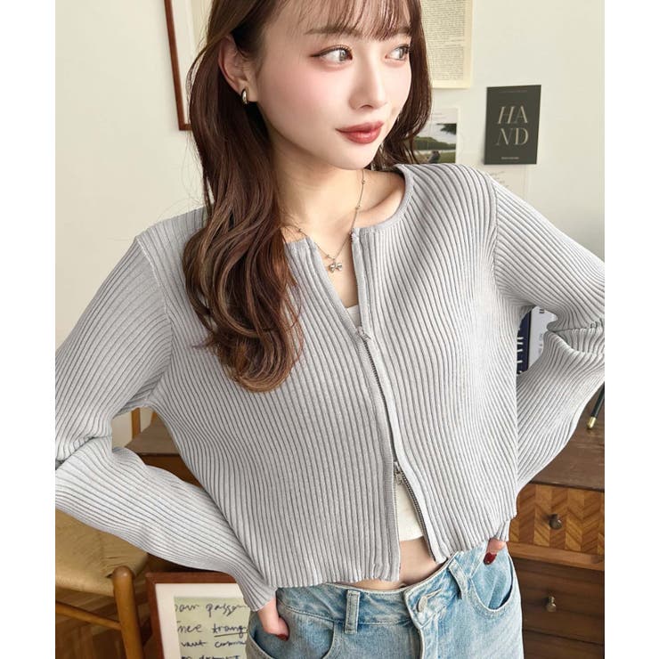 Wジップリブニットカーディガン | moment+ | 詳細画像22 