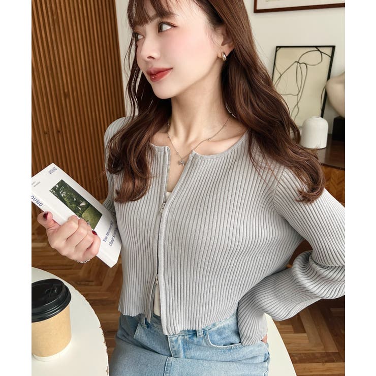 Wジップリブニットカーディガン | moment+ | 詳細画像23 