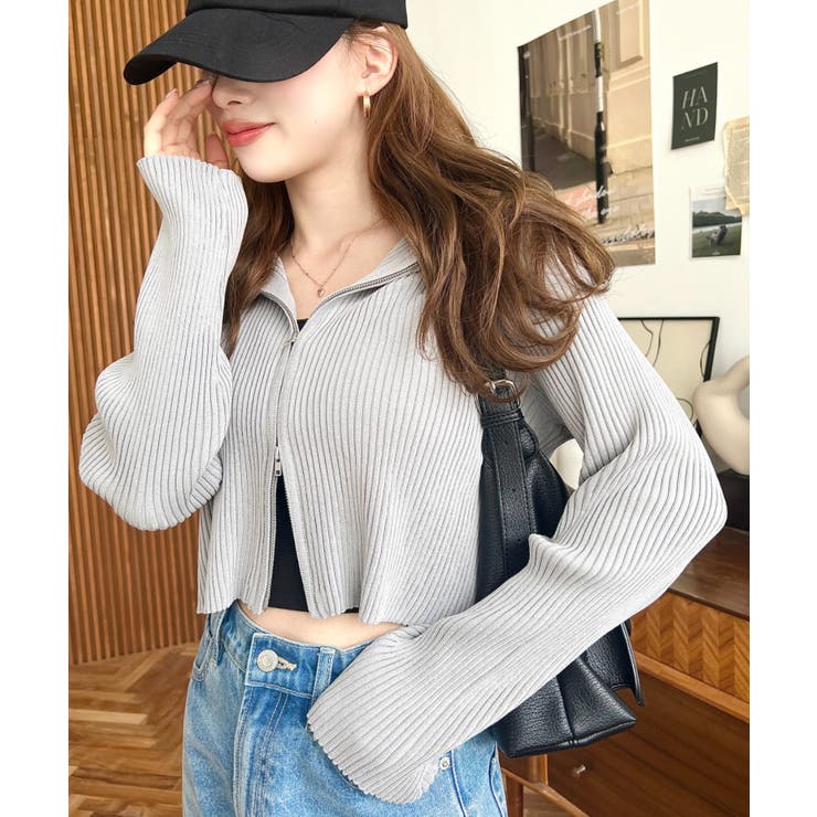 Wジップリブニットカーディガン | moment+ | 詳細画像25 