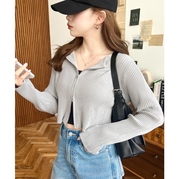 Wジップリブニットカーディガン | moment+ | 詳細画像26 