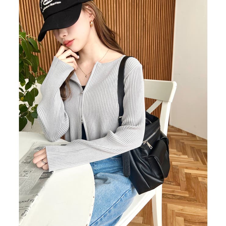 Wジップリブニットカーディガン | moment+ | 詳細画像27 