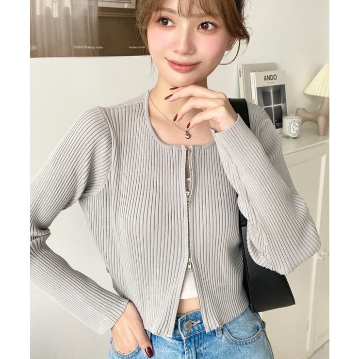 Wジップリブニットカーディガン | moment+ | 詳細画像28 