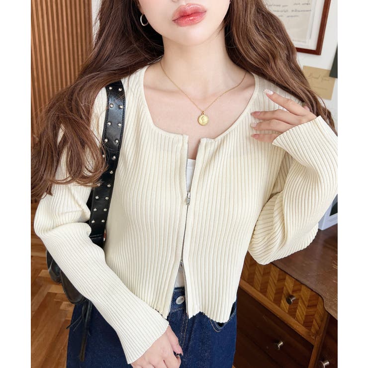 Wジップリブニットカーディガン | moment+ | 詳細画像35 