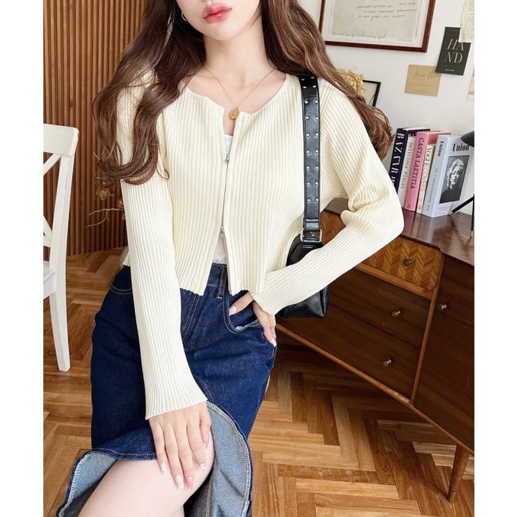 Wジップリブニットカーディガン | moment+ | 詳細画像36 