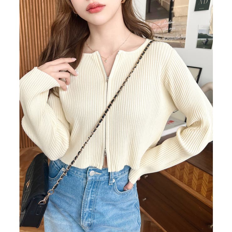 Wジップリブニットカーディガン | moment+ | 詳細画像39 