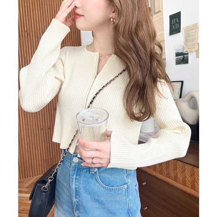 Wジップリブニットカーディガン | moment+ | 詳細画像40 