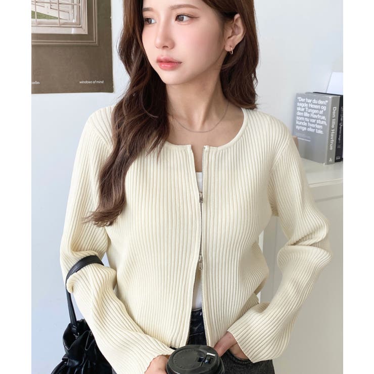 Wジップリブニットカーディガン | moment+ | 詳細画像44 