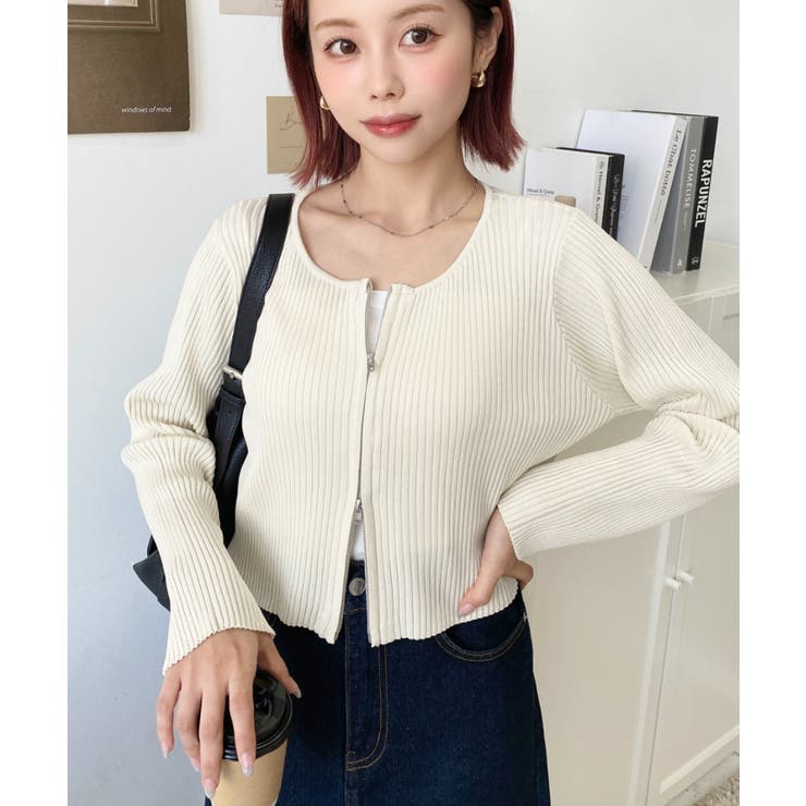 Wジップリブニットカーディガン | moment+ | 詳細画像49 