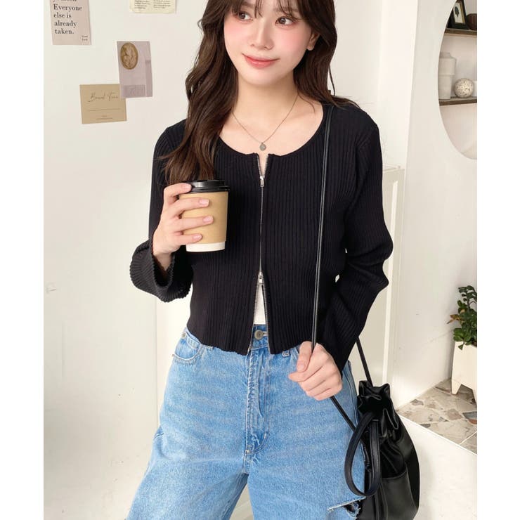 Wジップリブニットカーディガン | moment+ | 詳細画像5 