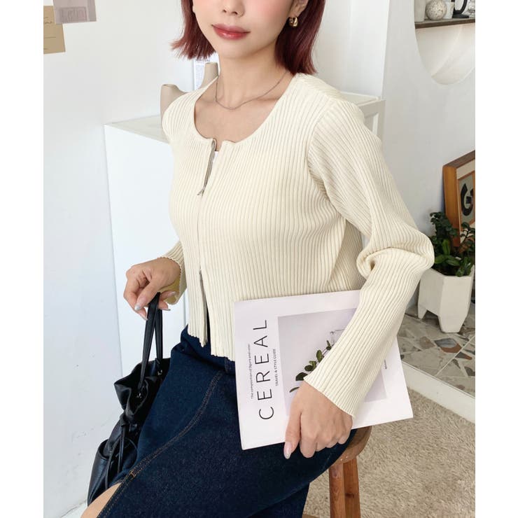 Wジップリブニットカーディガン | moment+ | 詳細画像51 