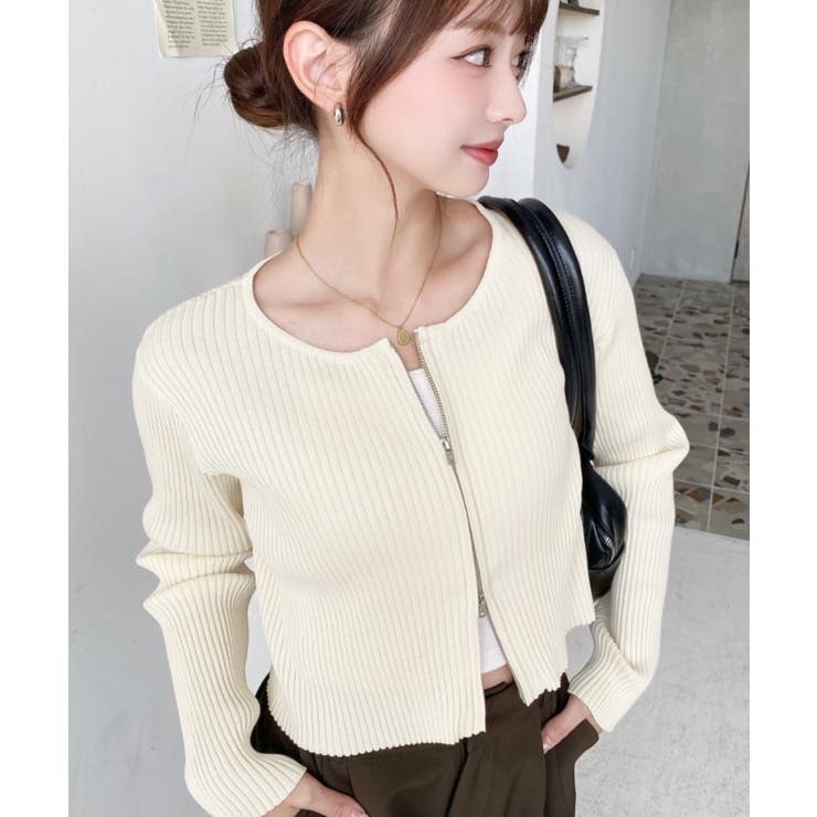 Wジップリブニットカーディガン | moment+ | 詳細画像53 