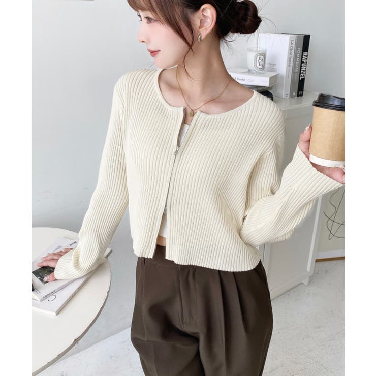 Wジップリブニットカーディガン | moment+ | 詳細画像55 