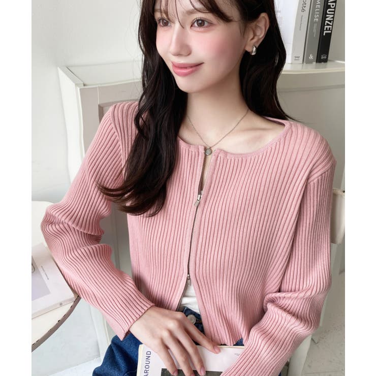 Wジップリブニットカーディガン | moment+ | 詳細画像65 