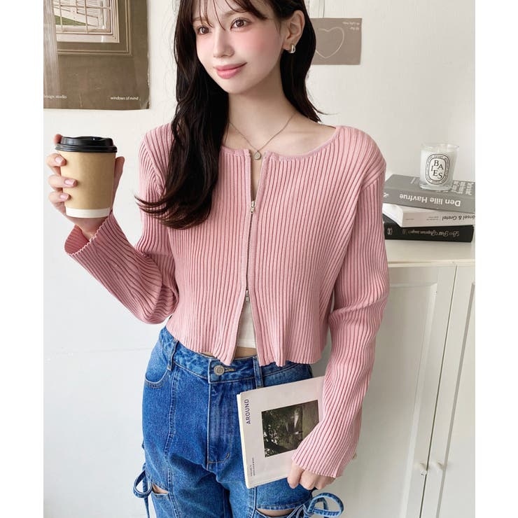 Wジップリブニットカーディガン | moment+ | 詳細画像66 