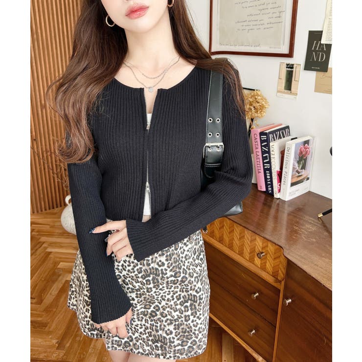 Wジップリブニットカーディガン | moment+ | 詳細画像7 