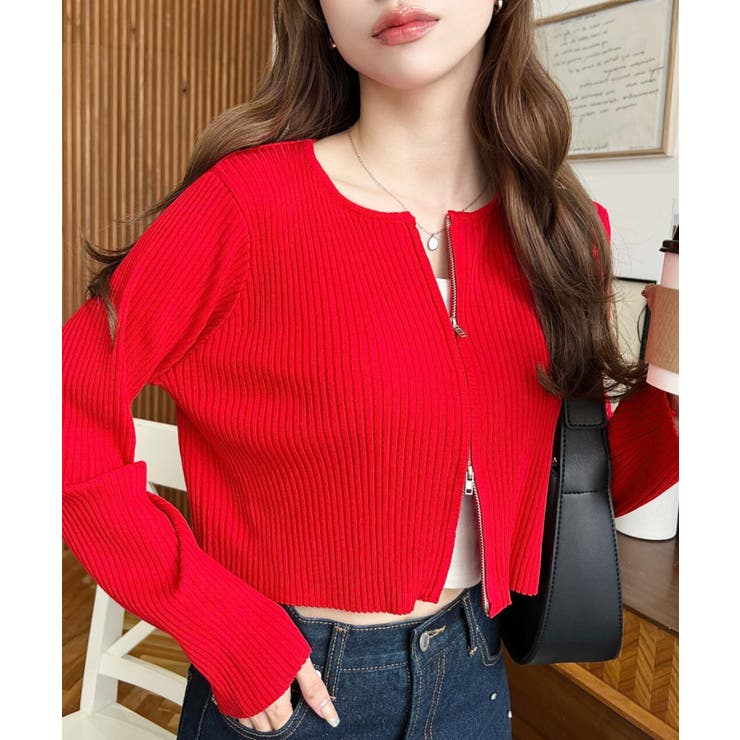 Wジップリブニットカーディガン | moment+ | 詳細画像70 