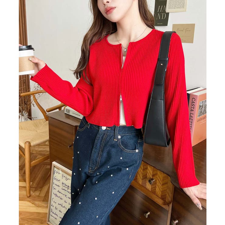 Wジップリブニットカーディガン | moment+ | 詳細画像72 