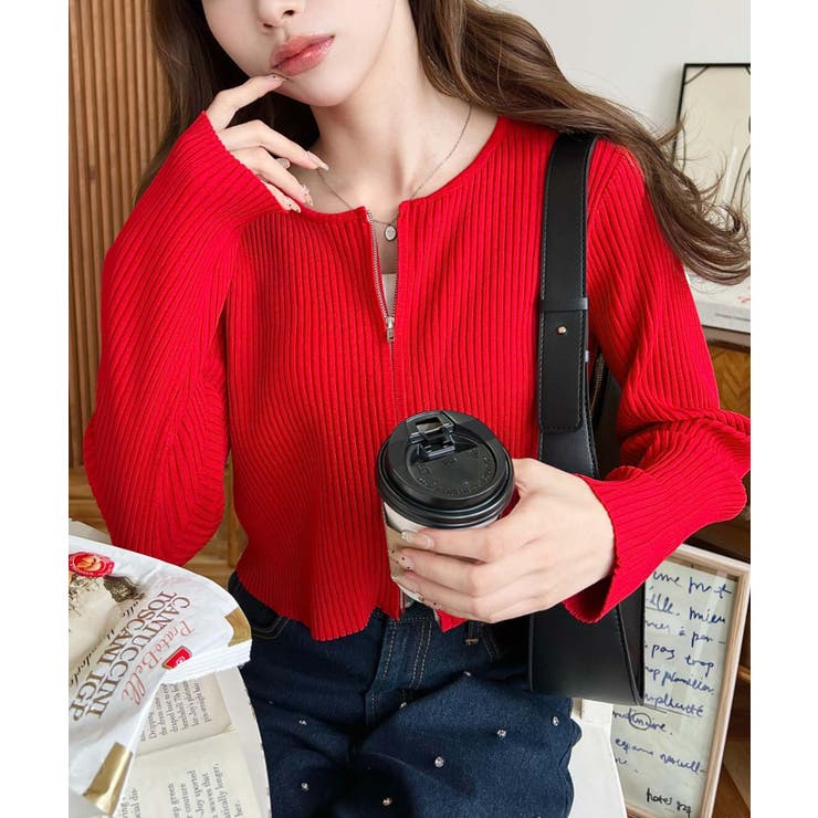 Wジップリブニットカーディガン | moment+ | 詳細画像73 