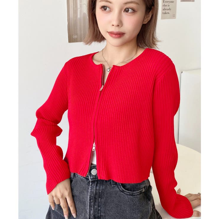 Wジップリブニットカーディガン | moment+ | 詳細画像75 