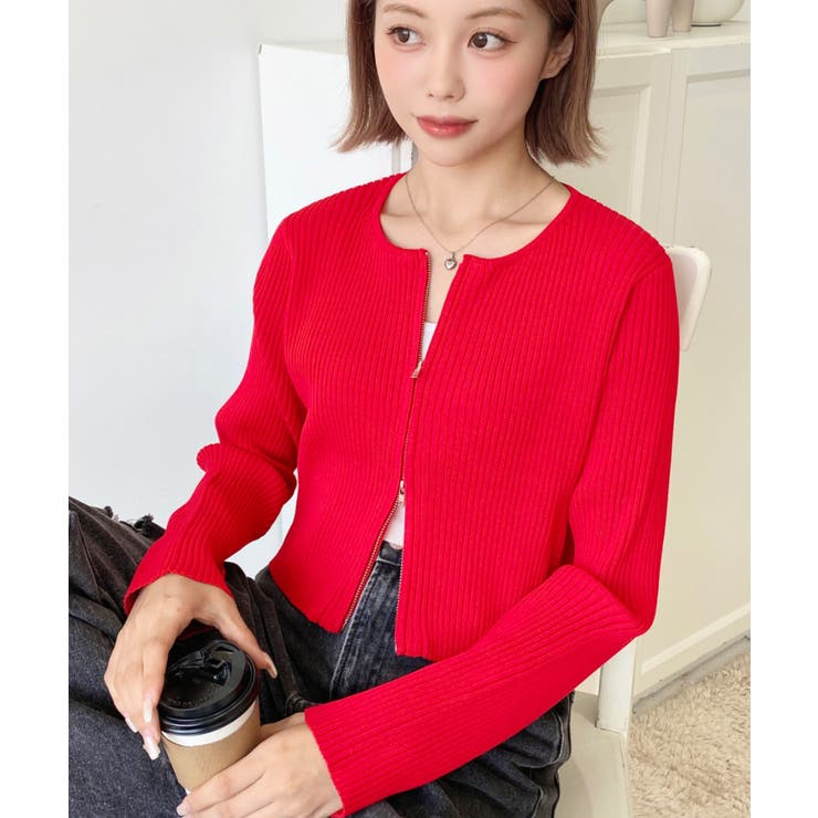 Wジップリブニットカーディガン | moment+ | 詳細画像76 