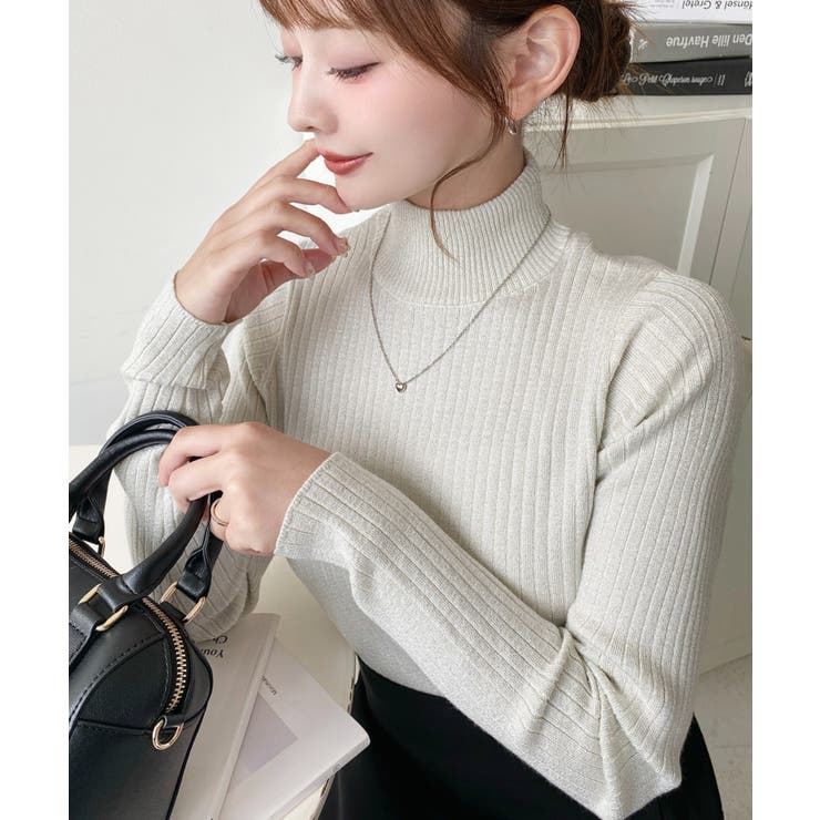 ボトルネックラメニットプルオーバ 12G | moment+ | 詳細画像14 