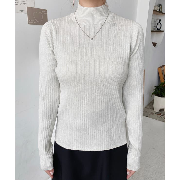 ボトルネックラメニットプルオーバ 12G | moment+ | 詳細画像16 