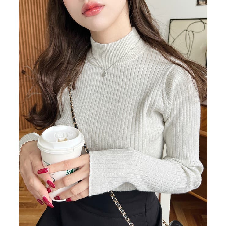 ボトルネックラメニットプルオーバ 12G | moment+ | 詳細画像2 