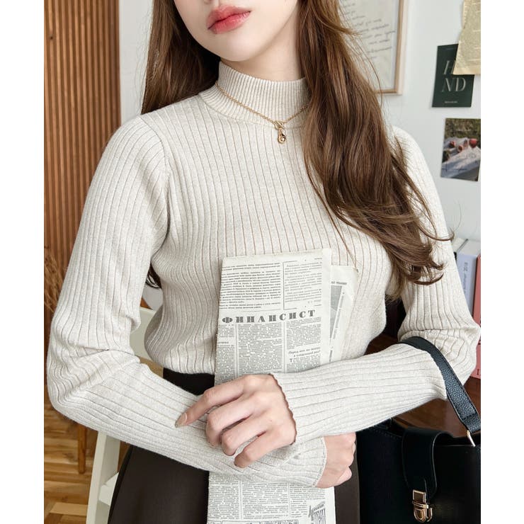 ボトルネックラメニットプルオーバ 12G | moment+ | 詳細画像21 