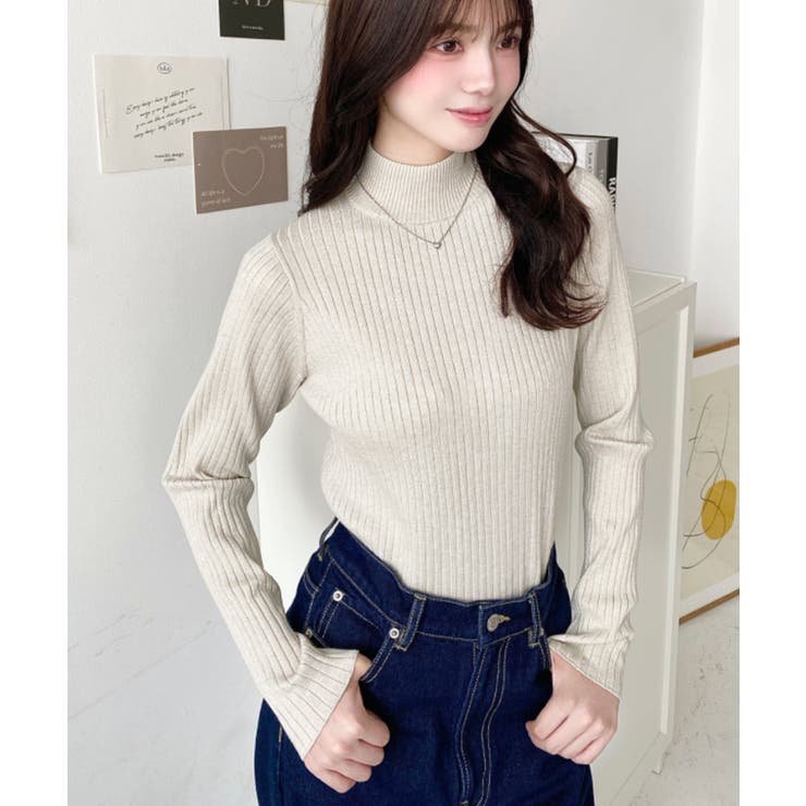 ボトルネックラメニットプルオーバ 12G | moment+ | 詳細画像26 