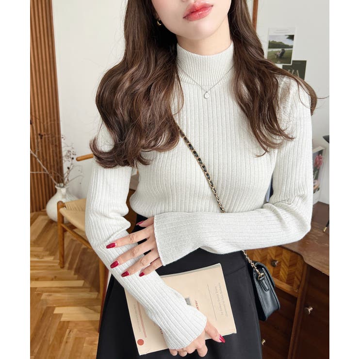 ボトルネックラメニットプルオーバ 12G | moment+ | 詳細画像3 