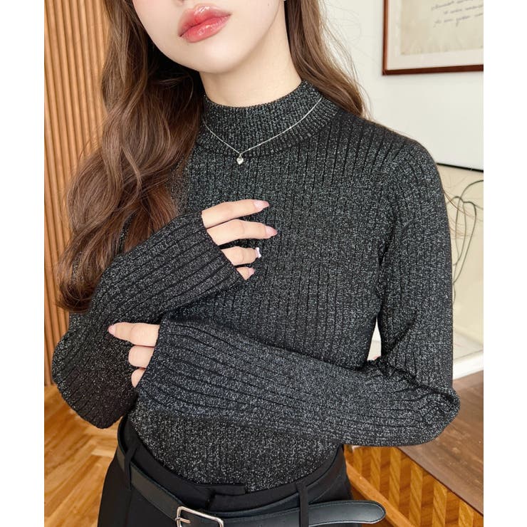 ボトルネックラメニットプルオーバ 12G | moment+ | 詳細画像30 