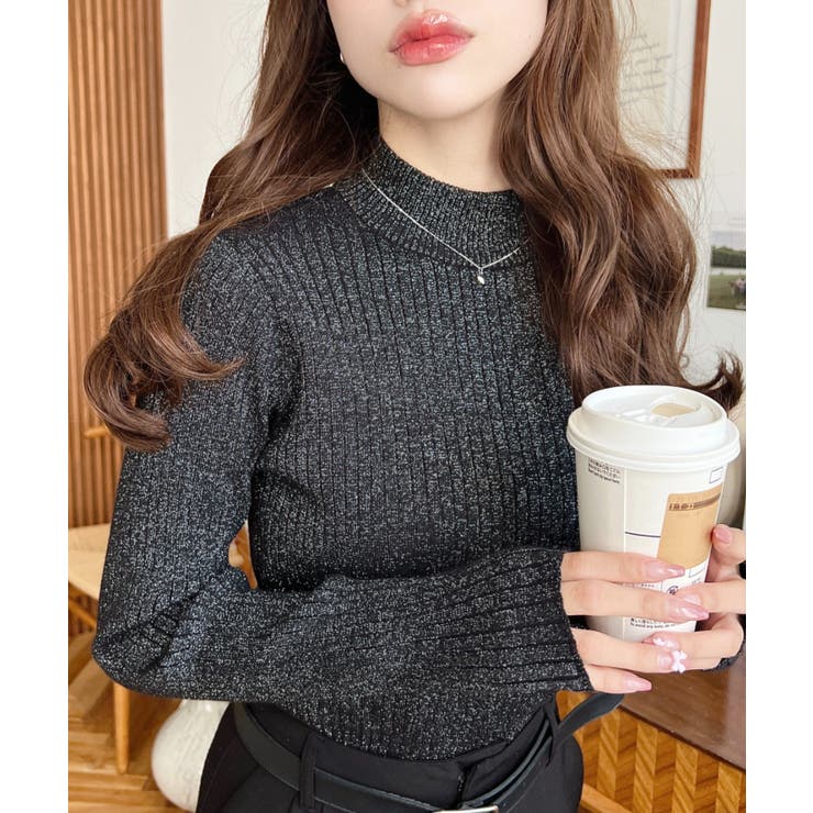 ボトルネックラメニットプルオーバ 12G | moment+ | 詳細画像31 