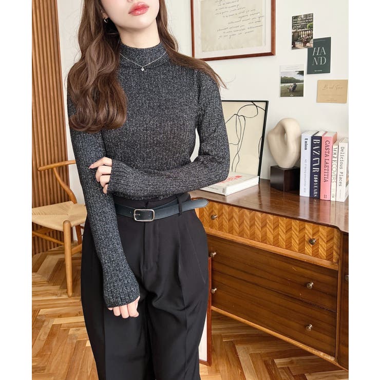 ボトルネックラメニットプルオーバ 12G | moment+ | 詳細画像32 