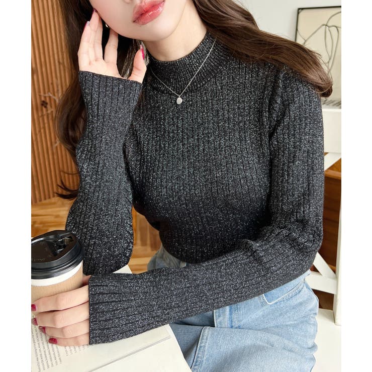 ボトルネックラメニットプルオーバ 12G | moment+ | 詳細画像35 