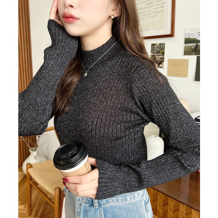 ボトルネックラメニットプルオーバ 12G | moment+ | 詳細画像36 